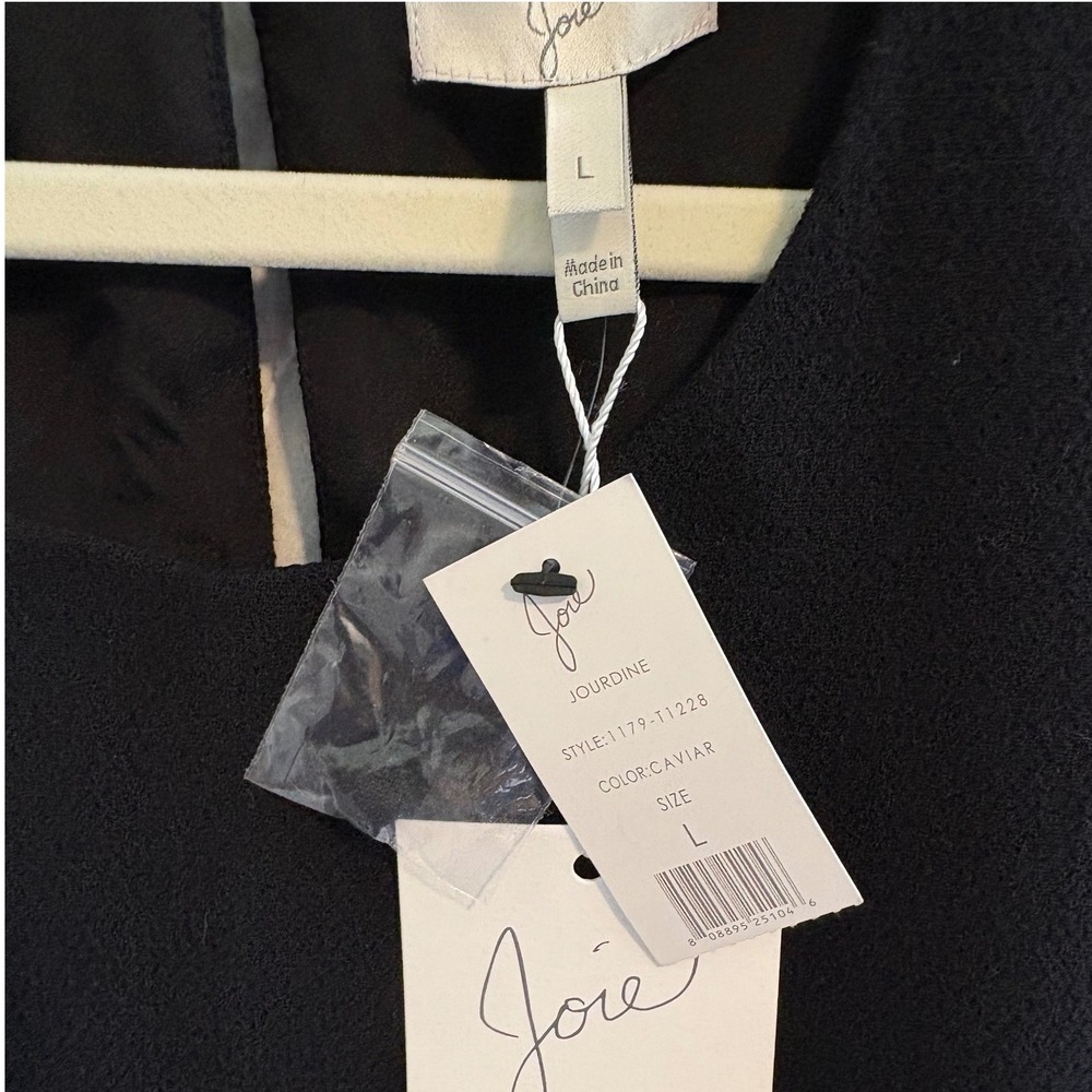NWT Joie Jourdine Black 100% Wool Peplum Top Sleeveless Blouse | L - Picture 2 of 8